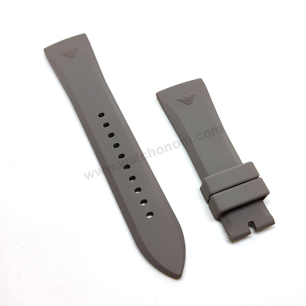 Fits/For Emporio Armani AR4238 , AR0336 - 24mm Gray Rubber Silicone Replacement Watch Band Strap Belt