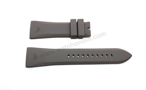 Fits/For Emporio Armani AR4238 , AR0336 - 24mm Gray Rubber Silicone Replacement Watch Band Strap Belt