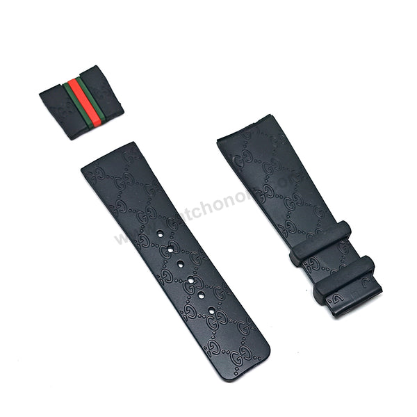 Gucci YA114-2/071 i-gucci digital watch 114, 114-2, YA114207, 316L Fits with 26mm Black Rubber Watch Band / Strap