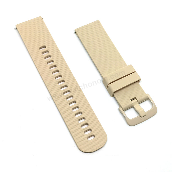 Fits/For Lotus 15762/2 with Beige Silicone/Rubber Replacement Watch Band Strap Belt