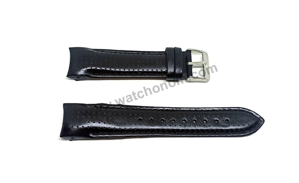 Compatible for Aviator AVW5839G4 , AVW5839G115 , AVW5839G45 , AVW1900G242 - 22mm Black Leather Curved End Replacement Military Watch Band / Strap