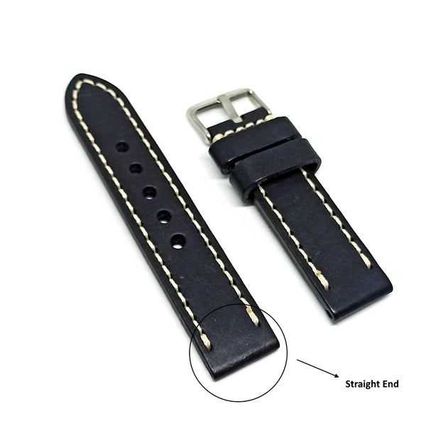 Compatible for Aviator AVW5839G4 , AVW5839G115 , AVW5839G45 , AVW1900G242 - 22mm Black Leather Curved End Replacement Military Watch Band / Strap