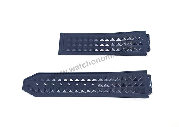 17mm Black and Navy Blue Rubber Watch Band Strap Compatible with Hublot Bigbang Depech Mode 44mm