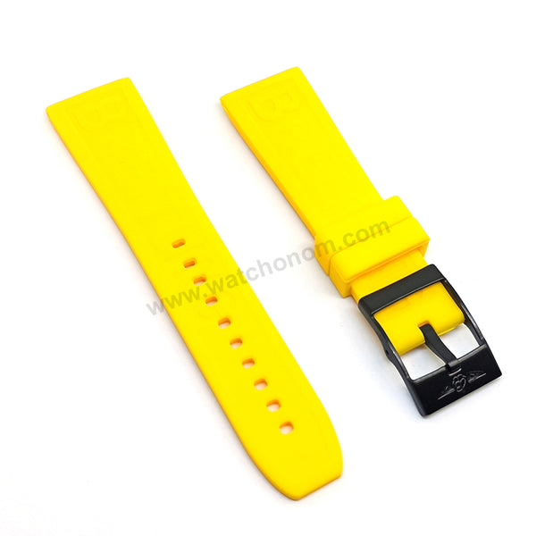 Fits/ For Breitling Diver Pro III  3 - 24mm Yellow Rubber / Silicone Replacement Watch Band Strap 24-20