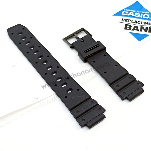 Fits/For Casio W-725 , W-60U , W-95 , BH-100W , STR-1000 - Black Rubber 14mm Replacement Watch Band Strap