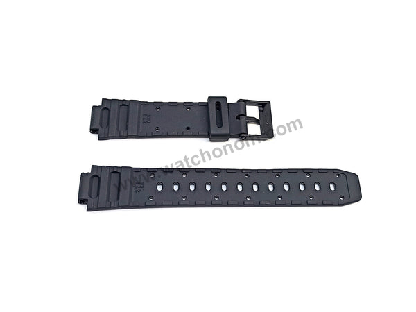 Fits/For Casio W-725 , W-60U , W-95 , BH-100W , STR-1000 - Black Rubber 14mm Replacement Watch Band Strap