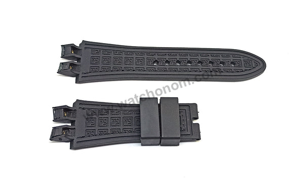 Fits / For Roger Dubuis Excalibur - 19mm Black Suede / Nubuck on Rubber Replacement Watch Band Strap