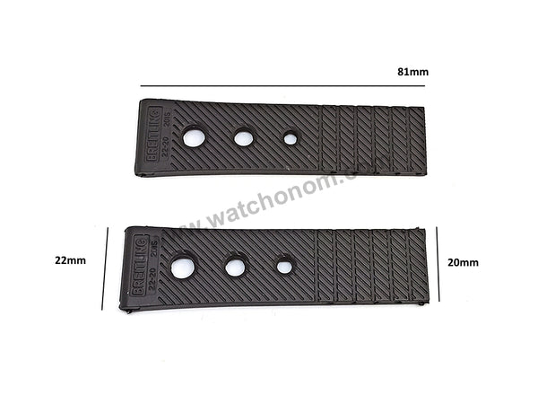 Fits/ For Breitling Ocean Racer - 22mm Black Rubber / Silicone Replacement Watch Band Strap 201s 22-20