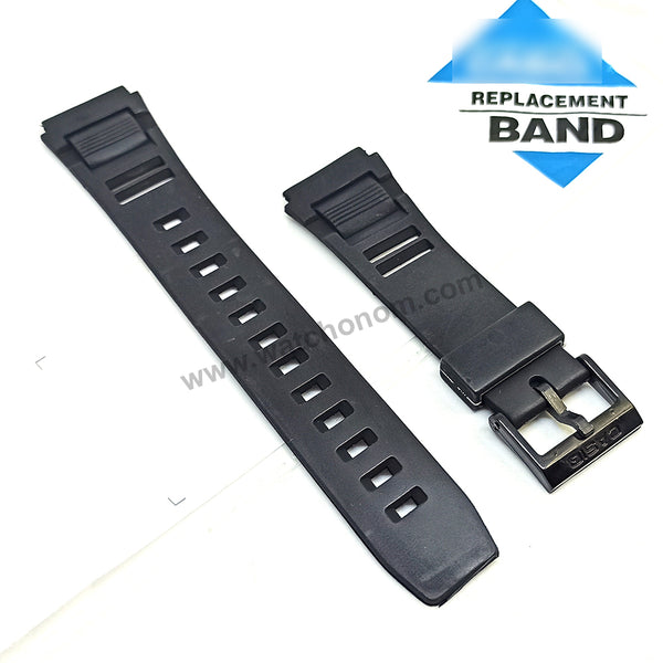 Fits/For Casio AW-44 , AW-44Q , DB-150 , ABX-20, ABX-23, ABX-24, ABX-20U , DB-81 - 19mm Black Rubber Replacement Watch Band Strap