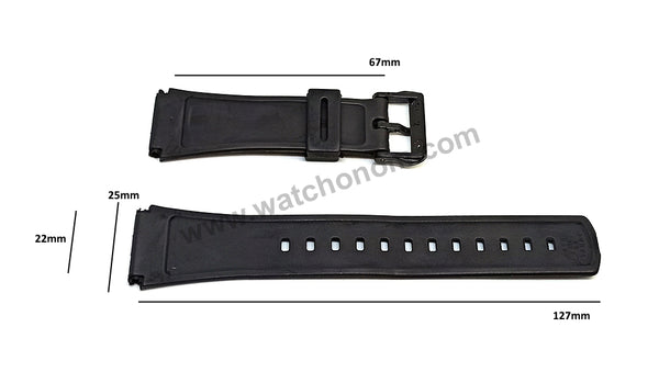 Fits/For Casio DataBank DBC-32 , DBC-32C Black Rubber 22mm Replacement Watch Band Strap