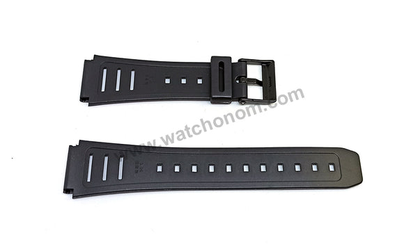 Genuine Casio EB-3002 , JC-11 , W-740 , W-740G , W-740GMV , JC-10 , W-54US , W-740B - 20mm Black Rubber Silicone Replacement Watch Band Strap