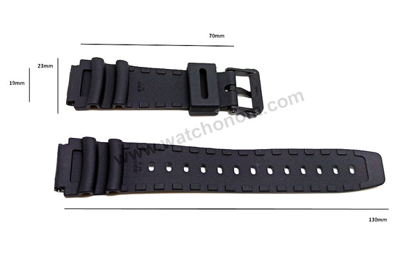 Fits/For Casio AD-300 , AD-301 , AW-304 , AW-304K , AW-42 , AW-506 , AW-61 , AD-300 , AQ-31 - 19mm Black Rubber Replacement Watch Band Strap