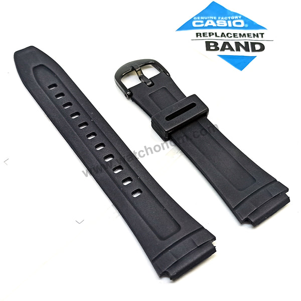 Fits/For Casio AW-80 , AW-80V , AW-80D , AW-82D , AW-82 , AW-82B , WV-58 , W-211 - Black Rubber 18mm Replacement Watch Band Strap