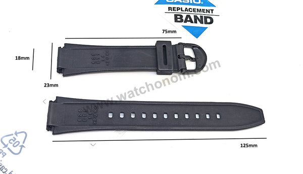 Fits/For Casio AW-80 , AW-80V , AW-80D , AW-82D , AW-82 , AW-82B , WV-58 , W-211 - Black Rubber 18mm Replacement Watch Band Strap