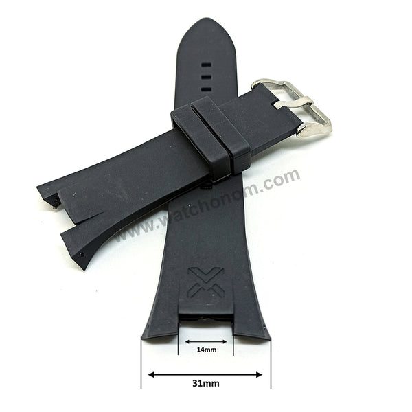 Armani Exchange AX1042 , AX1050 , AX1067 , AX1089 , AX1090 - Fits with 31mm Black Rubber Silicone Replacement Watch Band Strap