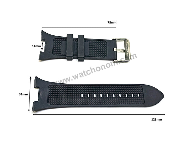 Armani Exchange AX1042 , AX1050 , AX1067 , AX1089 , AX1090 - Fits with 31mm Black Rubber Silicone Replacement Watch Band Strap