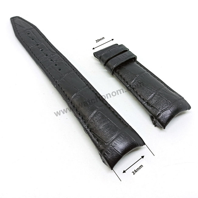 Seiko Astron 7X52-0AB0 - SAST009 , SAST011 , SBX009 , SBX011 Fits with 24mm  Black Genuine Leather Curved end Replacement Watch Band Strap