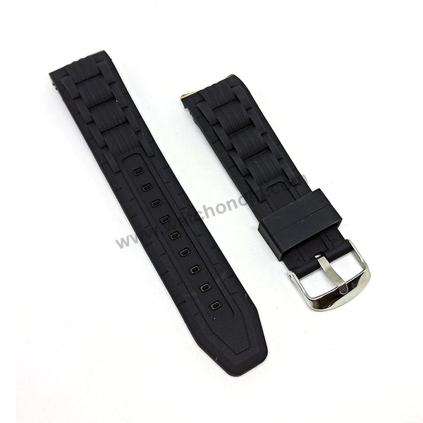 Guess Caliber W0864G2 fits with 24mm Black Rubber Soft Silicone Replacement Curved End Watch Band Strap