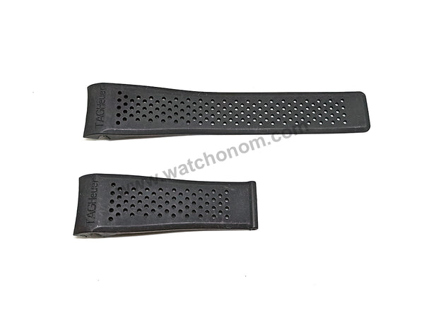 24mm Black Perforated Rubber Body Replacement Watch Strap Band Fits Tag Heuer