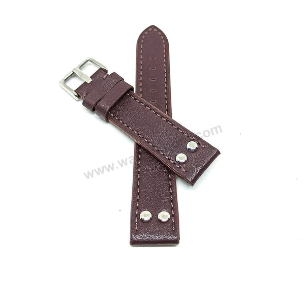 Fits/For Luminox , Aviator / Pilot - 20mm Brown Rivet Genuine Leather Replacement Watch Band Strap