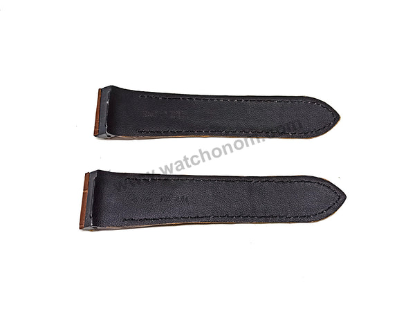24.5mm Brown Genuine Leather Replacement Watch Strap Band Fits with Cartier Santos