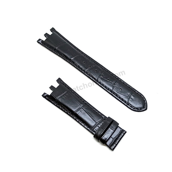 22mm Black Genuine Leather Watch Band Strap Compatible for Versace V-Race 29C , 29Q