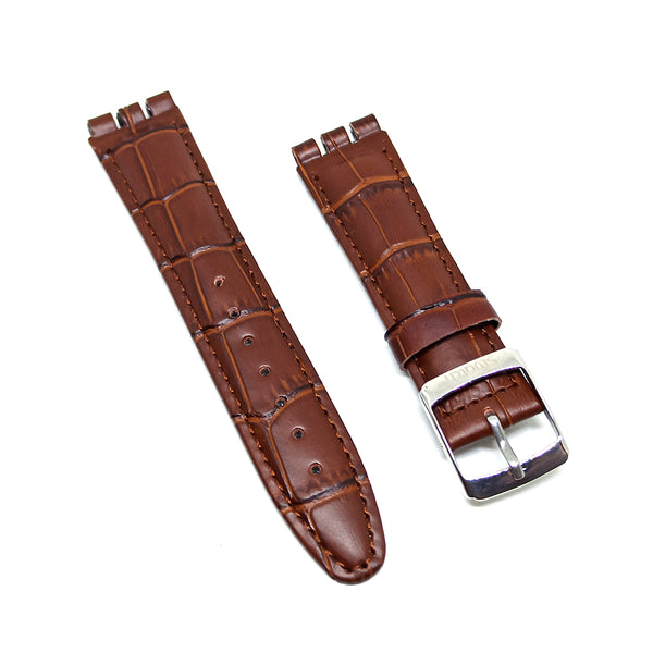 Swatch 18mm Brown Leather Alligator Pattern Replacement Watch Band Strap