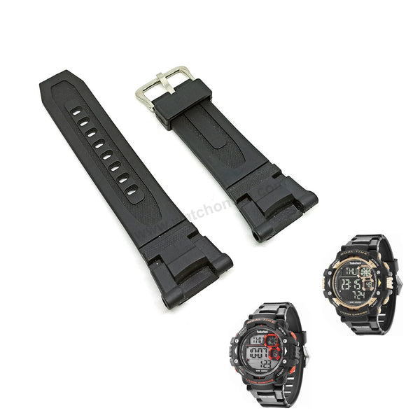 Fits/For Timberland Tuxbury 14260J - Black Rubber Digital Wristwatch Replacement Watch Band Strap Belt