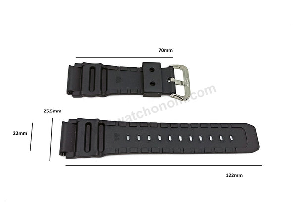 Fits/For Casio MRW-400H , MW-300 , MW-302 , MTD-1009 , MMA-200W - 22mm Black Rubber Replacement Watch Band Strap