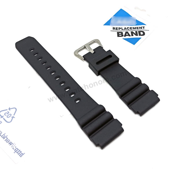 Fits/For Casio MRW-400H , MW-300 , MW-302 , MTD-1009 , MMA-200W - 22mm Black Rubber Replacement Watch Band Strap