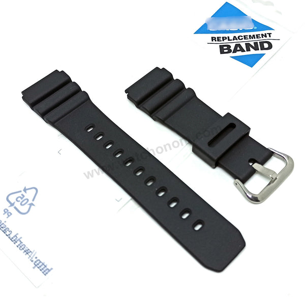 Fits/For Casio MRW-400H , MW-300 , MW-302 , MTD-1009 , MMA-200W - 22mm Black Rubber Replacement Watch Band Strap