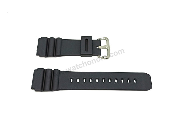 Fits/For Casio MRW-400H , MW-300 , MW-302 , MTD-1009 , MMA-200W - 22mm Black Rubber Replacement Watch Band Strap