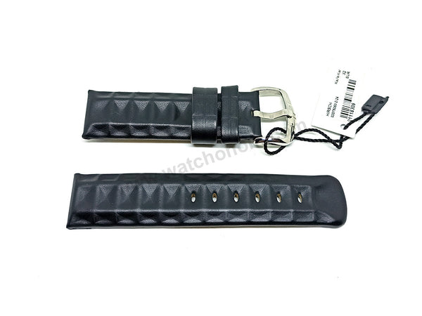 Hirsch Aviator 02075050-2 - 24mm extravagant Black Genuine Leather Watch Band Strap