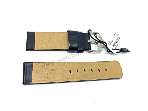 Hirsch Aviator 02075050-2 - 24mm extravagant Black Genuine Leather Watch Band Strap