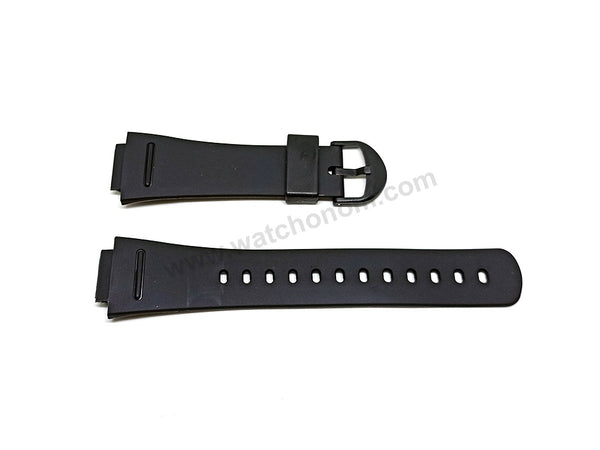 Casio Databank AB-50W-1E , AB-50W-7E , AB-50 Fits with 16mm Black Rubber Replacement Watch Band Strap