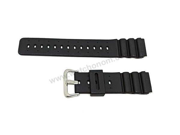 Fits/For Casio W-900 , DW-2500 , PGW-92 , LED-100 - 20mm Black Rubber Replacement Watch Band Strap