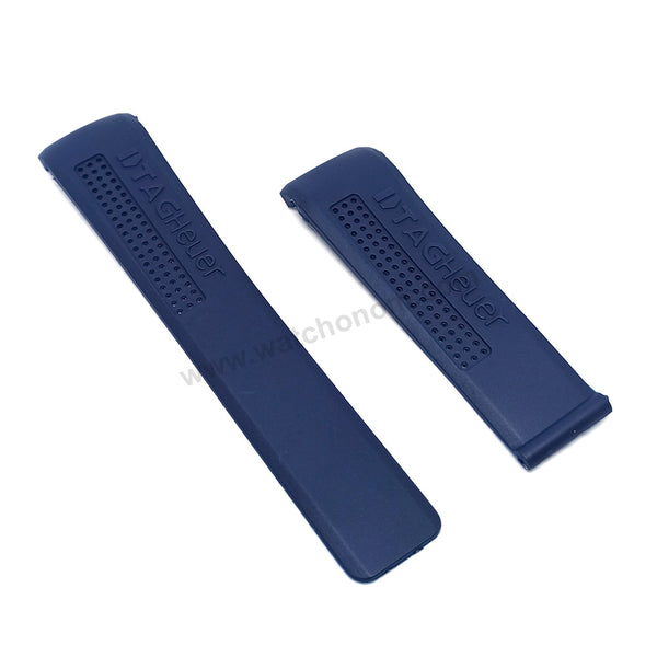 24mm Navy Blue Rubber/Silicone with Curved End Perforated Replacement Watch Strap Band Fits with Tag Heuer