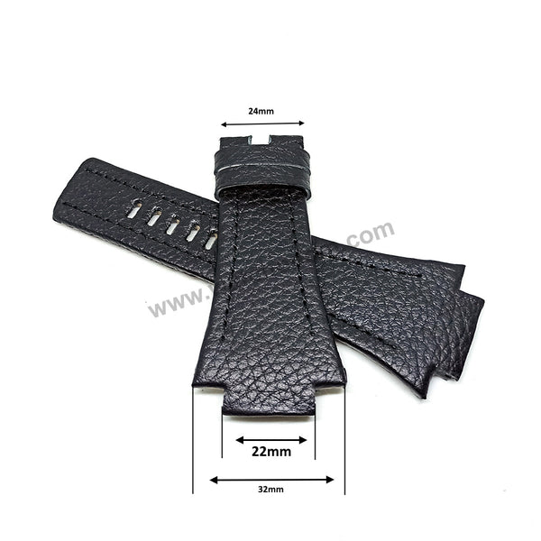 Diesel DZ4172 Fits with 22mm Handmade Black Genuine Leather Replacement Watch Band Strap