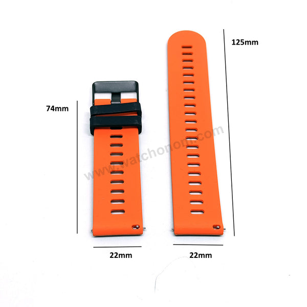 22mm Quick Removal Harley Davidson Flag Colours Inspired Black - Orange Backside Silicone Rubber Replacement Watch Band Strap