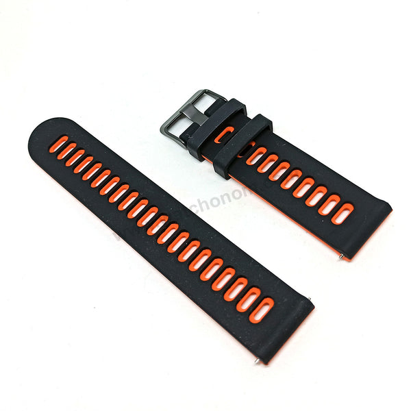 22mm Quick Removal Harley Davidson Flag Colours Inspired Black - Orange Backside Silicone Rubber Replacement Watch Band Strap