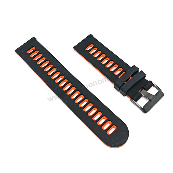 22mm Quick Removal Harley Davidson Flag Colours Inspired Black - Orange Backside Silicone Rubber Replacement Watch Band Strap