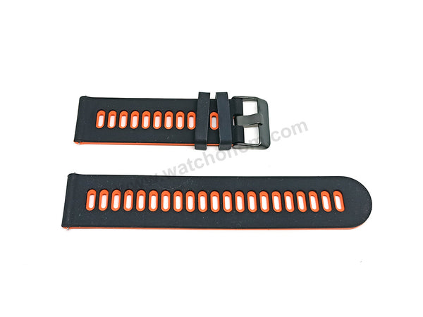 22mm Quick Removal Harley Davidson Flag Colours Inspired Black - Orange Backside Silicone Rubber Replacement Watch Band Strap