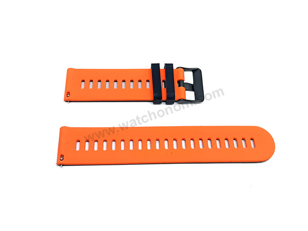 22mm Quick Removal Harley Davidson Flag Colours Inspired Black - Orange Backside Silicone Rubber Replacement Watch Band Strap