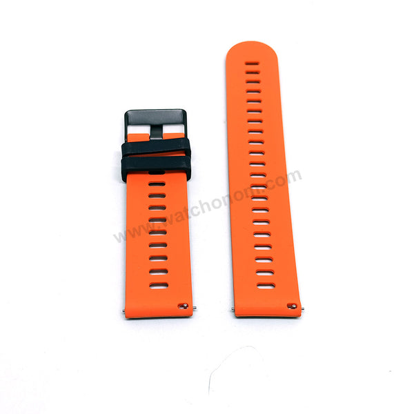 22mm Quick Removal Harley Davidson Flag Colours Inspired Black - Orange Backside Silicone Rubber Replacement Watch Band Strap