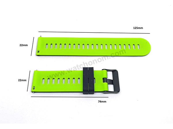 22mm Quick Removal Kawasaki Ninja Traditional Colours Inspired Black - Green Backside Silicone Rubber Replacement Watch Band Strap