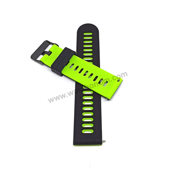 22mm Quick Removal Kawasaki Ninja Traditional Colours Inspired Black - Green Backside Silicone Rubber Replacement Watch Band Strap