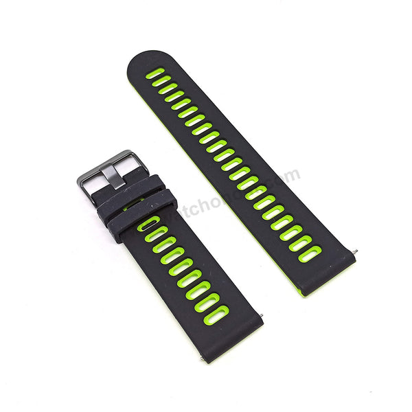 22mm Quick Removal Kawasaki Ninja Traditional Colours Inspired Black - Green Backside Silicone Rubber Replacement Watch Band Strap