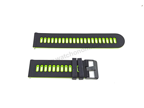 22mm Quick Removal Kawasaki Ninja Traditional Colours Inspired Black - Green Backside Silicone Rubber Replacement Watch Band Strap