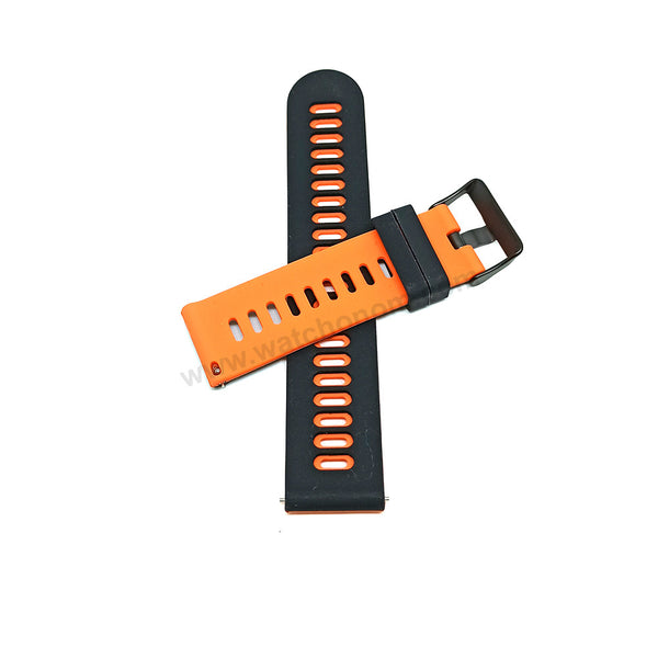 22mm Quick Removal Harley Davidson Flag Colours Inspired Black - Orange Backside Silicone Rubber Replacement Watch Band Strap