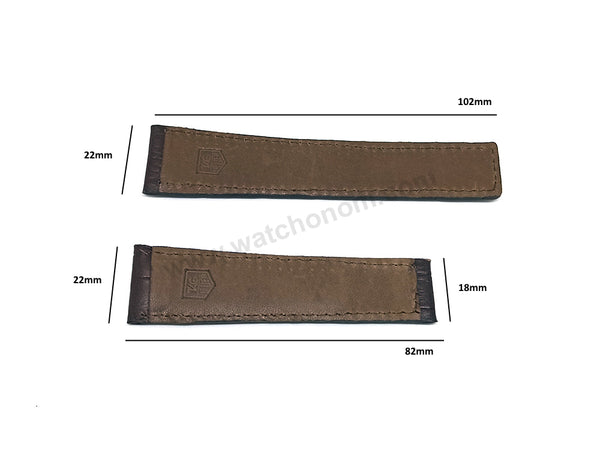 Fits/for Tag Heuer Monaco - 22mmx18mm Brown Genuine Leather FC6178 Replacement Watch Strap Band